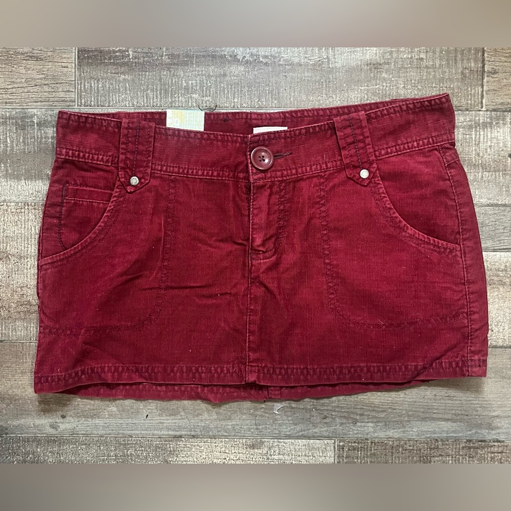 Y2K Mossimo Dark Red Corduroy Mini Skirt Size